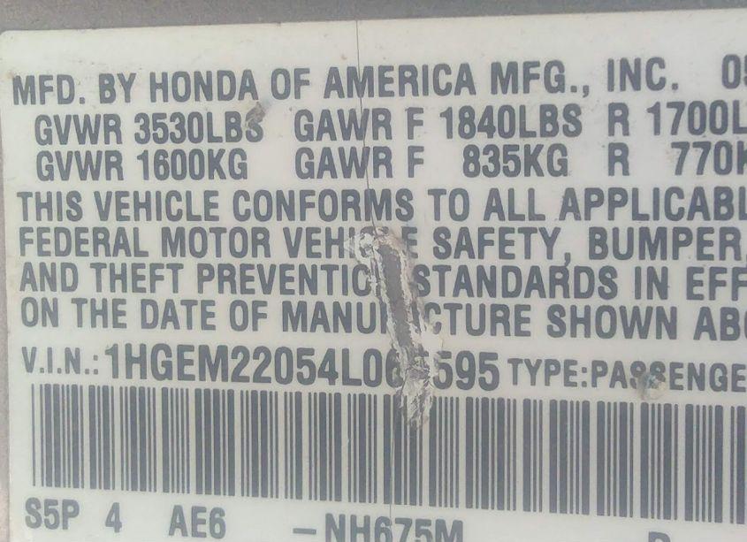 Photo 9 of 2004 Honda Civic EX (VIN 1HGEM22054L065595)