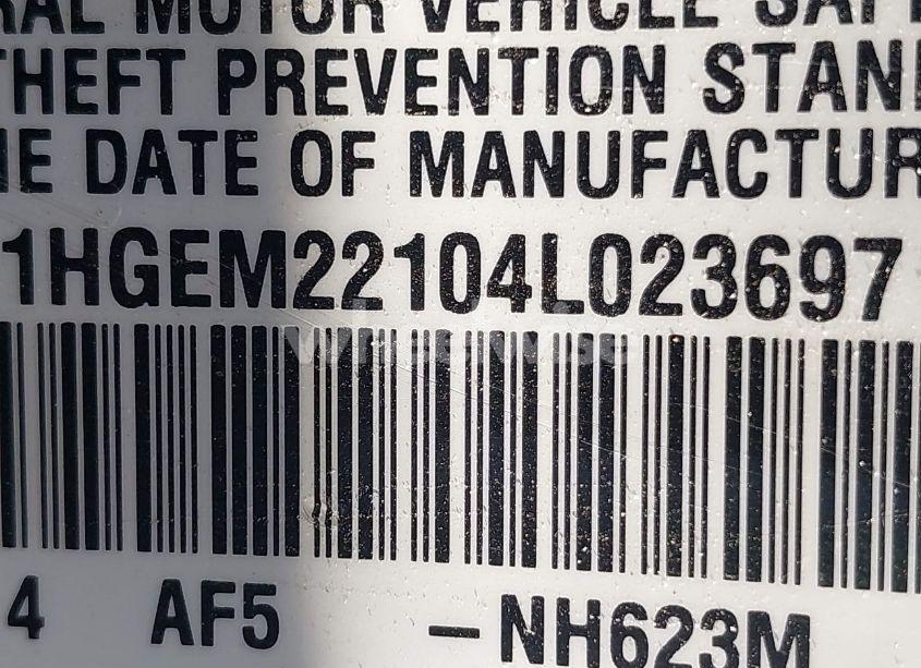 Photo 9 of 2004 Honda Civic VP (VIN 1HGEM22104L023697)