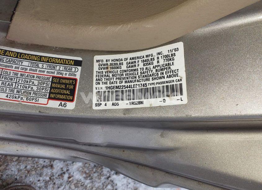 Photo 9 of 2004 Honda Civic LX (VIN 1HGEM22544L021745)