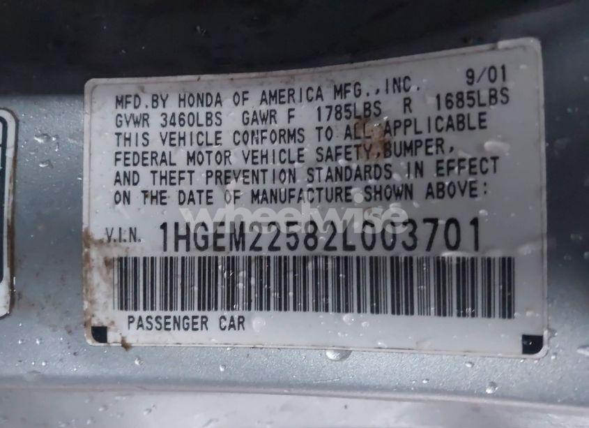 Photo 9 of 2002 Honda Civic LX (VIN 1HGEM22582L003701)