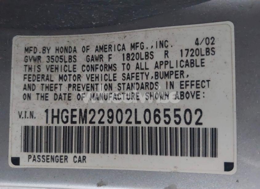 Photo 9 of 2002 Honda Civic EX (VIN 1HGEM22902L065502)