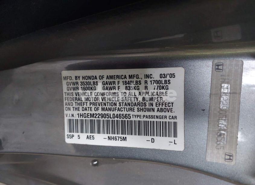Photo 9 of 2005 Honda Civic EX (VIN 1HGEM22905L046565)