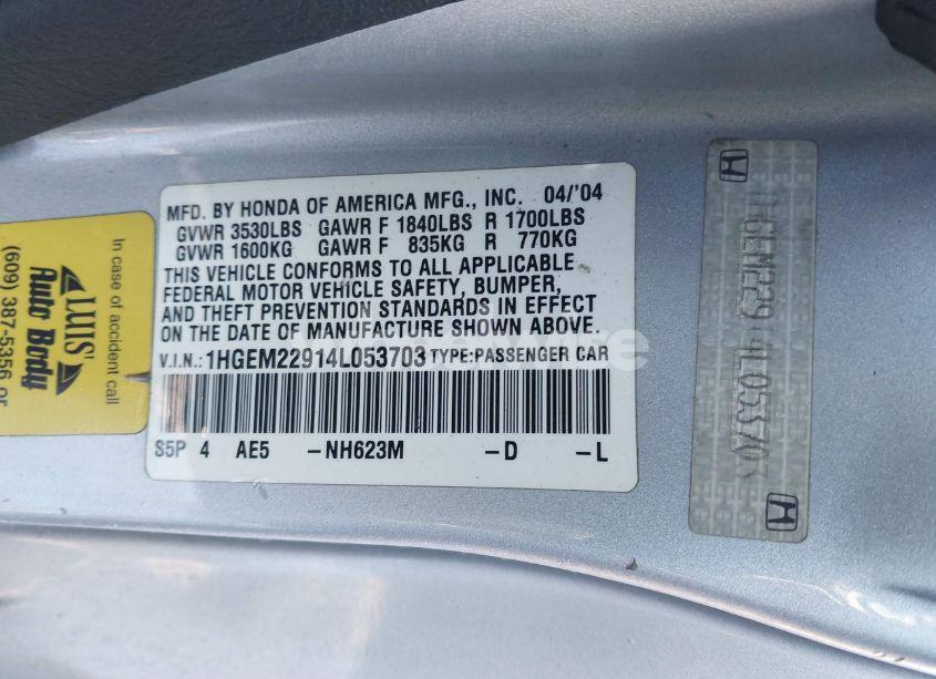 Photo 9 of 2004 Honda Civic EX (VIN 1HGEM22914L053703)