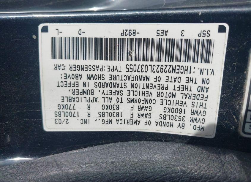 Photo 9 of 2003 Honda Civic EX (VIN 1HGEM22923L037055)
