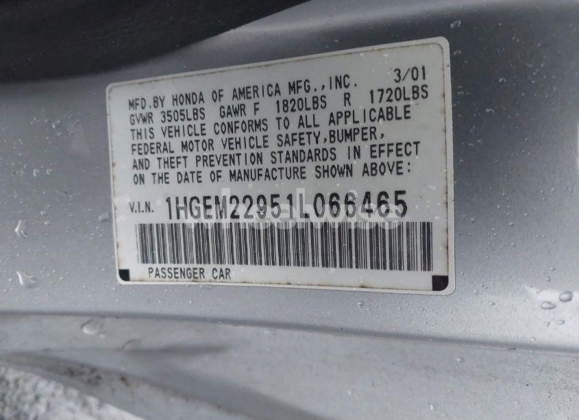 Photo 9 of 2001 Honda Civic EX (VIN 1HGEM22951L066465)