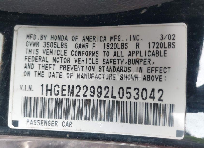 Photo 9 of 2002 Honda Civic EX (VIN 1HGEM22992L053042)