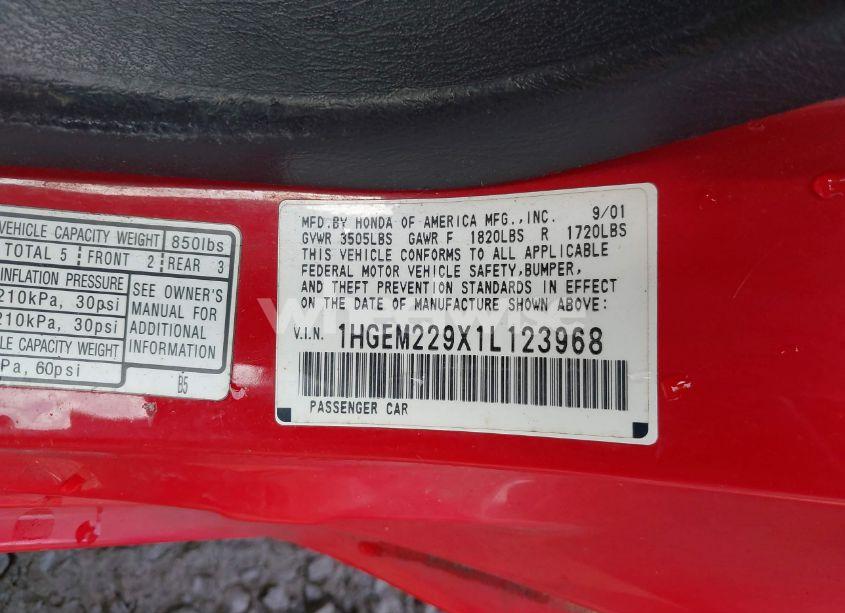 Photo 9 of 2001 Honda Civic EX (VIN 1HGEM229X1L123968)