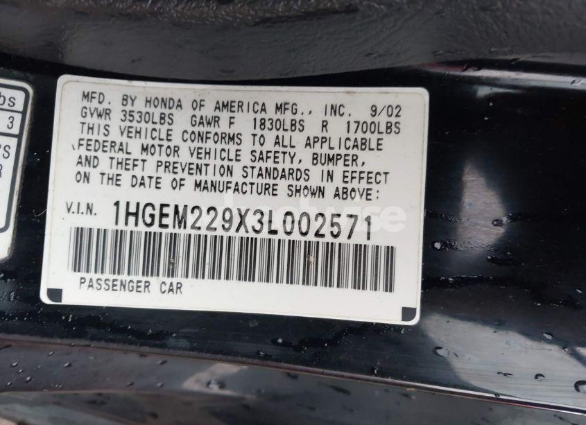 Photo 9 of 2003 Honda Civic EX (VIN 1HGEM229X3L002571)