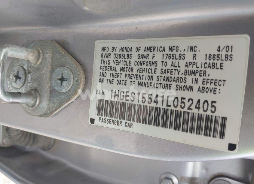 Photo 9 of 2001 Honda Civic LX (VIN 1HGES15541L052405)