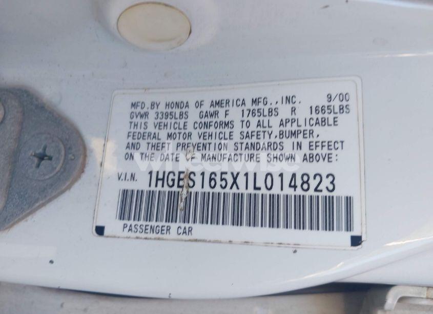 Photo 9 of 2001 Honda Civic LX (VIN 1HGES165X1L014823)