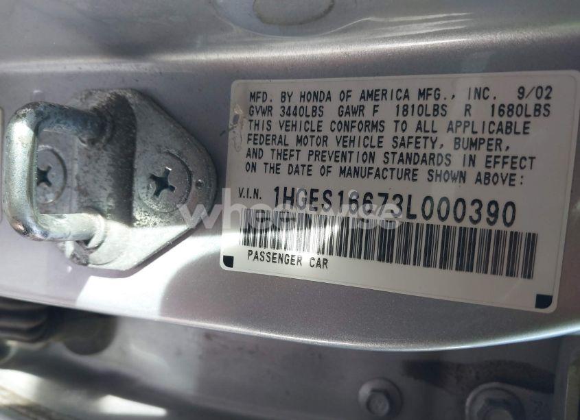 Photo 9 of 2003 Honda Civic LX (VIN 1HGES16673L000390)