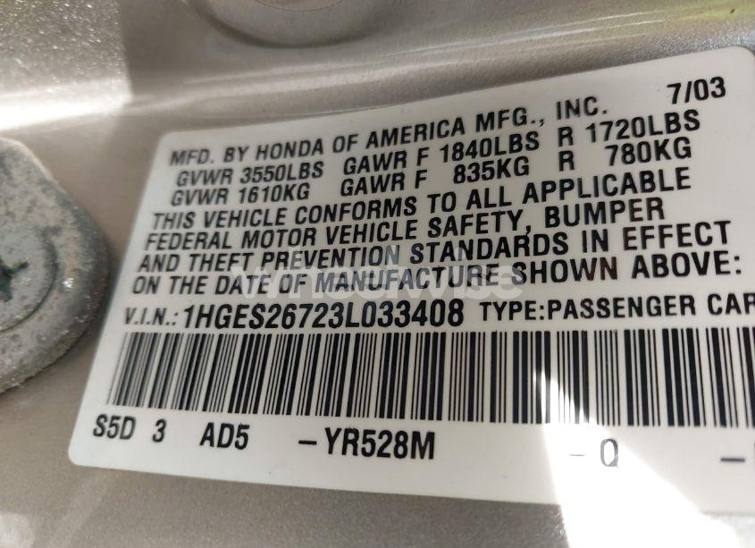 Photo 9 of 2003 Honda Civic EX (VIN 1HGES26723L033408)