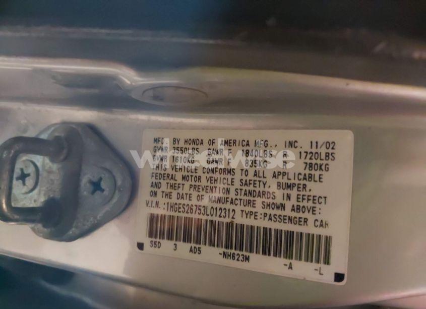 Photo 9 of 2003 Honda Civic EX (VIN 1HGES26753L012312)