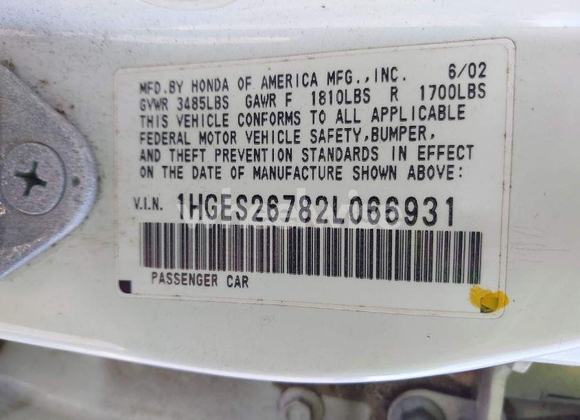 Photo 9 of 2002 Honda Civic EX (VIN 1HGES26782L066931)