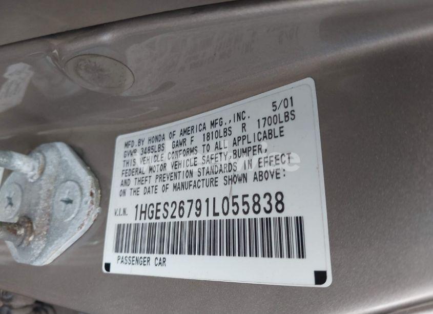 Photo 9 of 2001 Honda Civic EX (VIN 1HGES26791L055838)