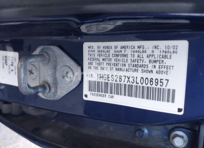 Photo 9 of 2003 Honda Civic EX (VIN 1HGES267X3L006957)