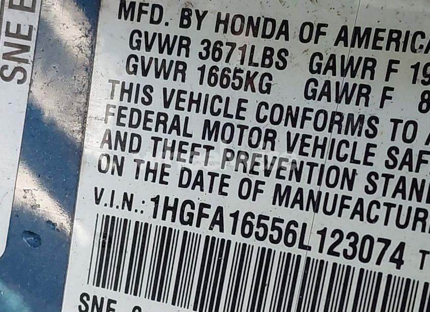 Photo 12 of 2006 Honda Civic LX (VIN 1HGFA16556L123074)