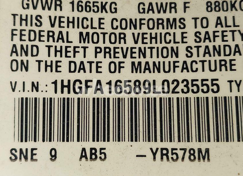 Photo 9 of 2009 Honda Civic LX (VIN 1HGFA16589L023555)