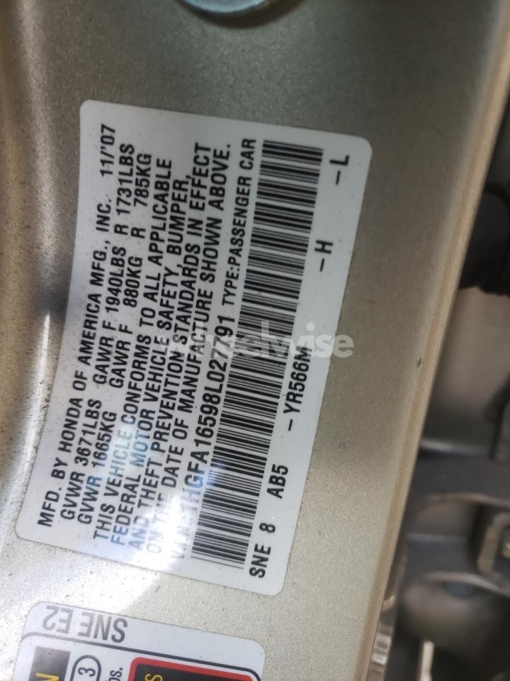 Photo 12 of 2008 HONDA CIVIC LX N/A (VIN 1HGFA16598L027791)