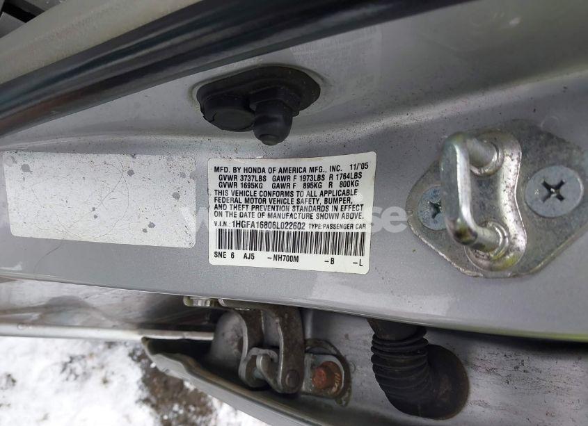 Photo 9 of 2006 Honda Civic EX (VIN 1HGFA16806L022602)