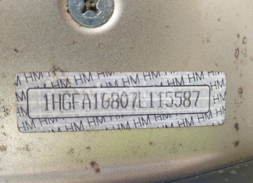 Photo 9 of 2007 Honda Civic EX (VIN 1HGFA16807L115587)