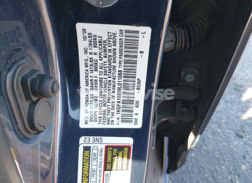 Photo 9 of 2009 Honda Civic EX (VIN 1HGFA16809L011068)