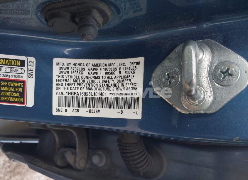 Photo 9 of 2008 Honda Civic EX (VIN 1HGFA16898L101401)