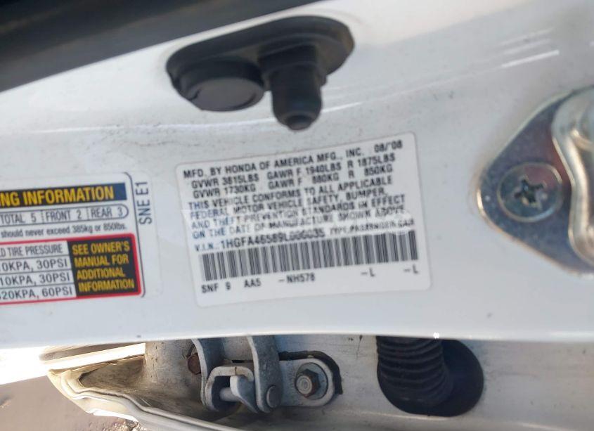 Photo 9 of 2009 Honda Civic GX (VIN 1HGFA46589L000035)