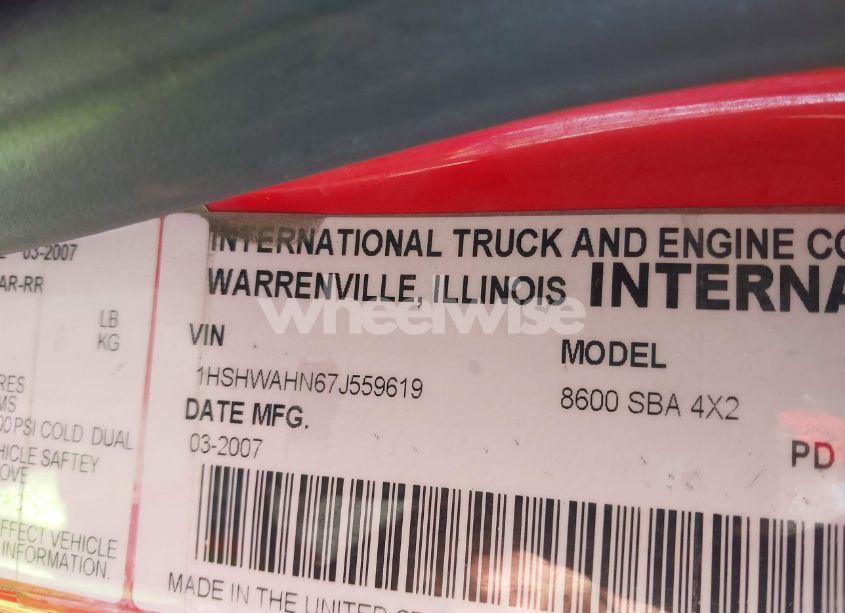 Photo 8 of 2007 International 8000 8600 (VIN 1HSHWAHN67J559619)
