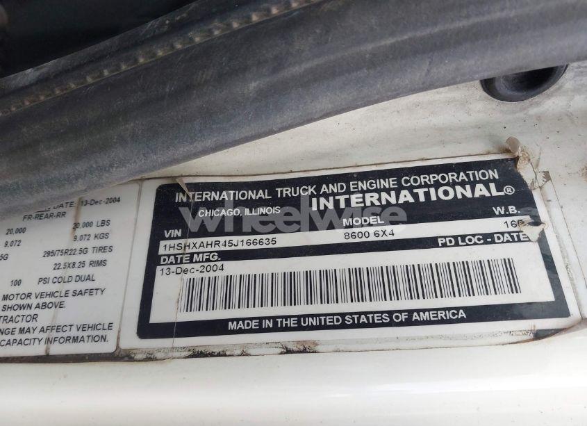 Photo 8 of 2005 International 8000 8600 (VIN 1HSHXAHR45J166635)
