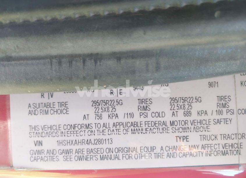 Photo 8 of 2010 International 8000 8600 (VIN 1HSHXAHR4AJ280113)