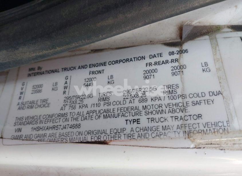 Photo 9 of 2007 International 8600 8600 (VIN 1HSHXAHR57J474688)