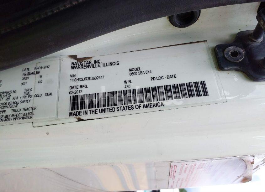 Photo 8 of 2013 International 8000 8600 (VIN 1HSHXSJR3DJ602647)