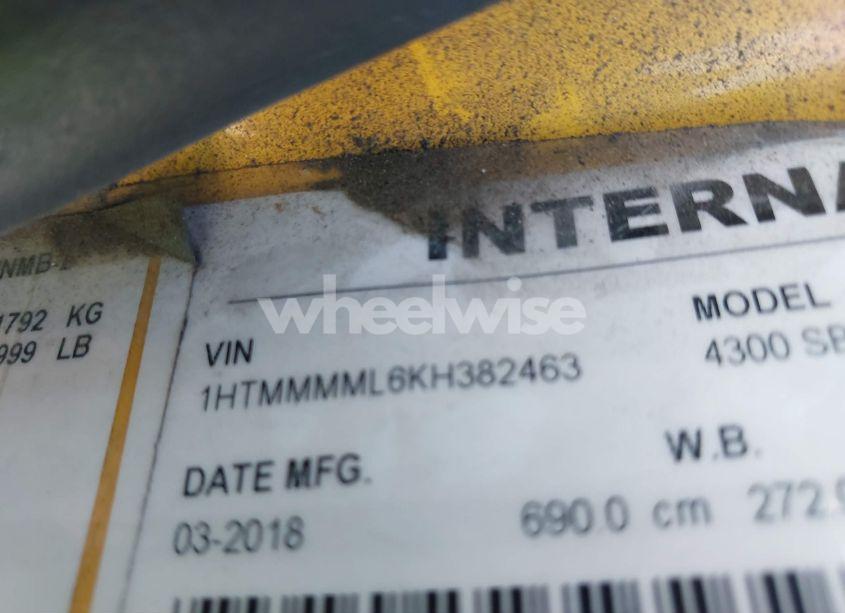 Photo 8 of 2019 International Durastar 4300 (VIN 1HTMMMML6KH382463)