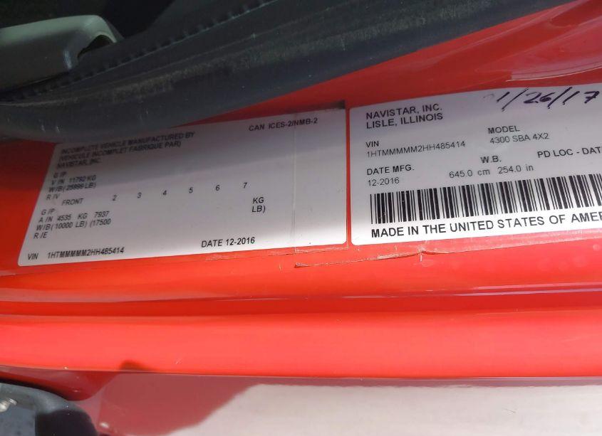 Photo 8 of 2017 International Durastar 4300 (VIN 1HTMMMMM2HH485414)