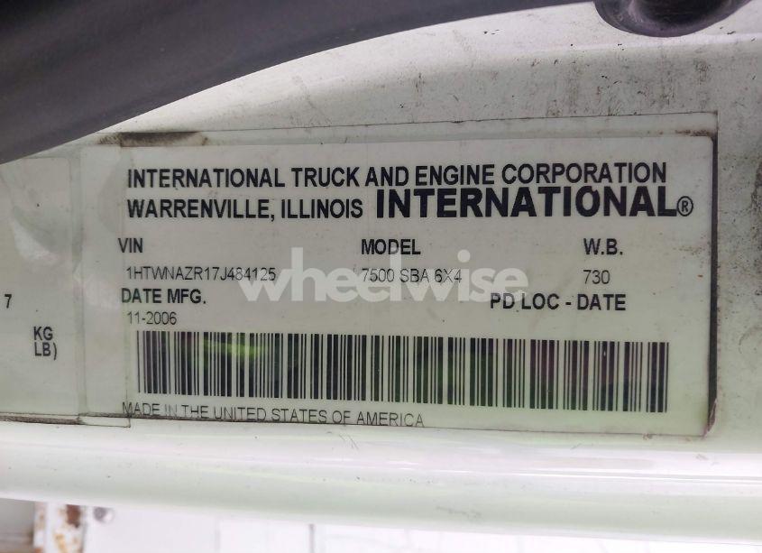 Photo 8 of 2007 International 7000 7500 (VIN 1HTWNAZR17J484125)