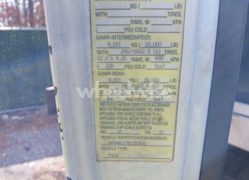 Photo 9 of 2011 International 7000 7500 (VIN 1HTWNAZT7BJ389931)