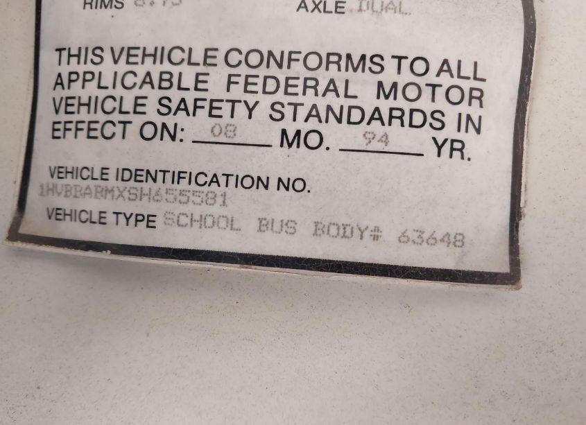 Photo 9 of 1995 International 3000 3800 (VIN 1HVBBABMXSH655581)