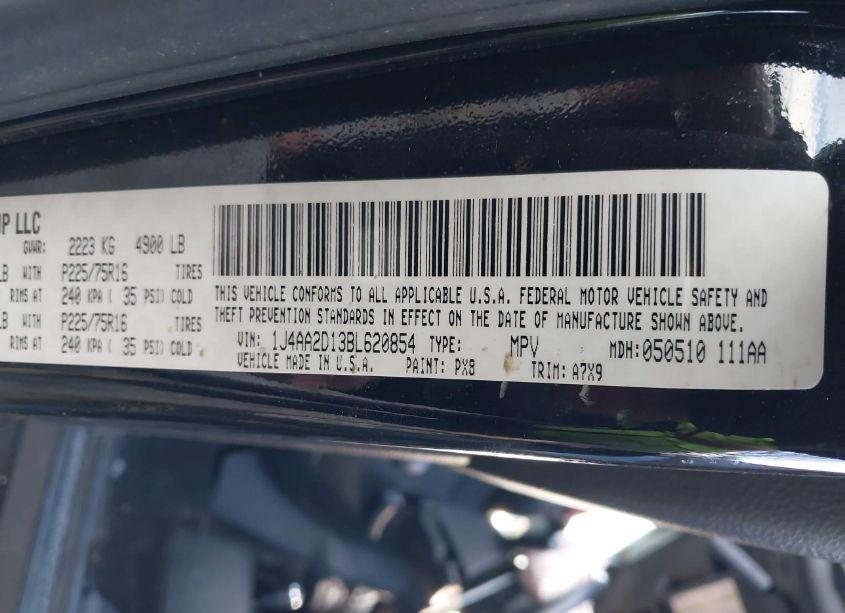 Photo 9 of 2011 Jeep Wrangler SPORT (VIN 1J4AA2D13BL620854)