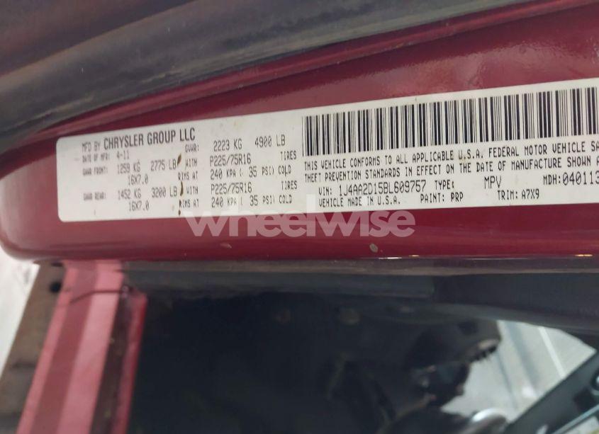 Photo 9 of 2011 Jeep Wrangler SPORT (VIN 1J4AA2D15BL609757)