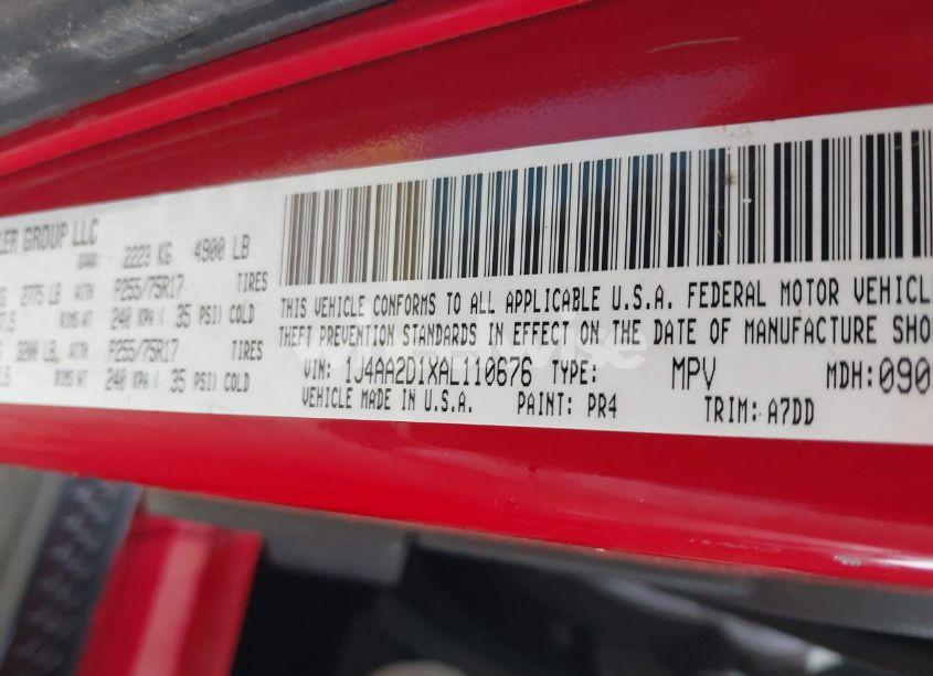 Photo 9 of 2010 Jeep Wrangler SPORT (VIN 1J4AA2D1XAL110676)