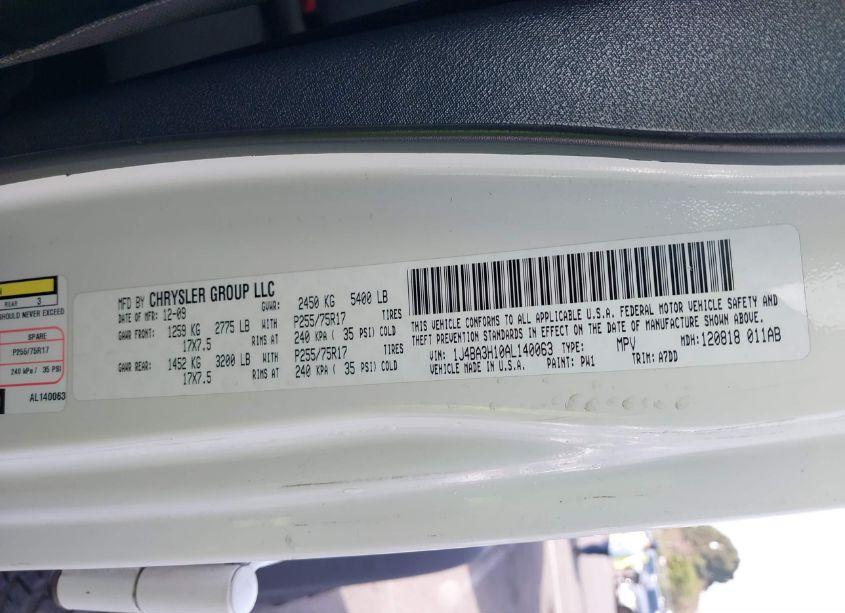 Photo 9 of 2010 Jeep Wrangler UNLIMITED SPORT (VIN 1J4BA3H10AL140063)