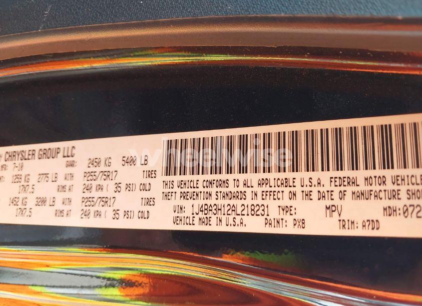 Photo 9 of 2010 Jeep Wrangler UNLIMITED SPORT (VIN 1J4BA3H12AL218231)