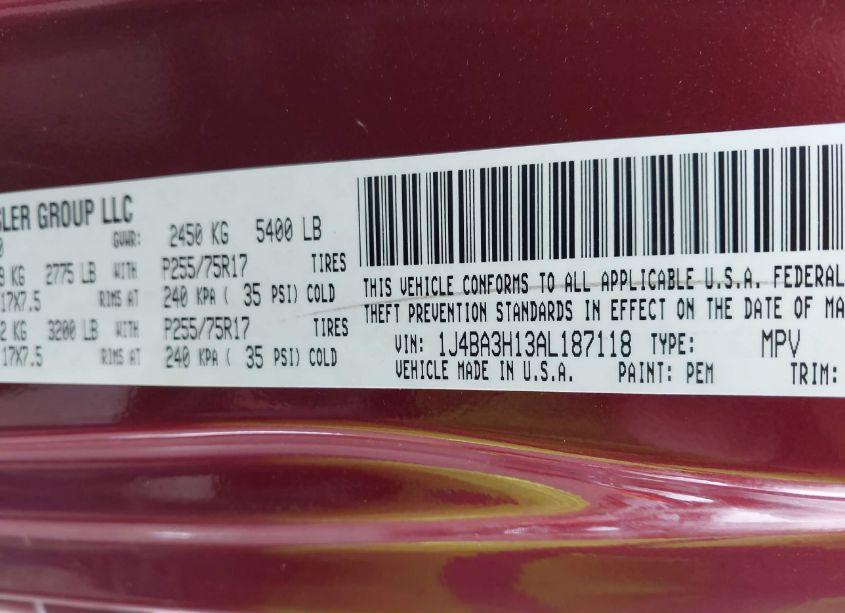 Photo 9 of 2010 Jeep Wrangler UNLIMITED SPORT (VIN 1J4BA3H13AL187118)