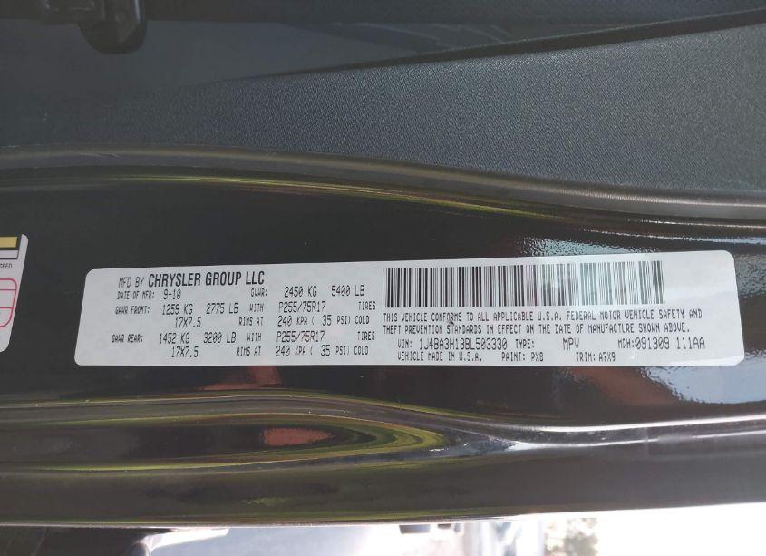 Photo 9 of 2011 Jeep Wrangler UNLIMITED SPORT (VIN 1J4BA3H13BL503330)