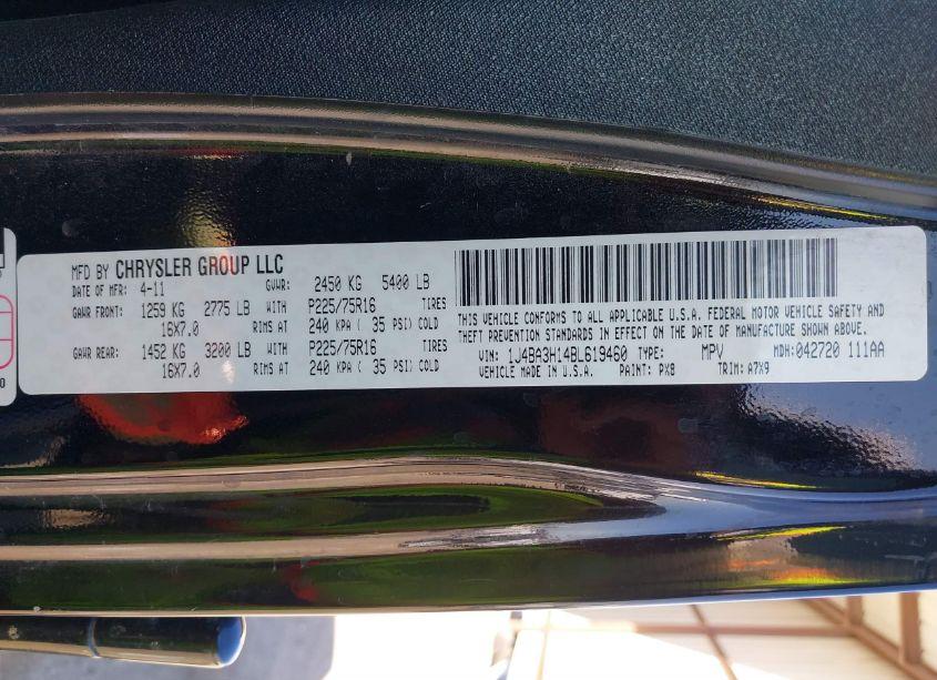 Photo 9 of 2011 Jeep Wrangler UNLIMITED SPORT (VIN 1J4BA3H14BL619460)