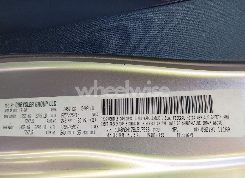 Photo 9 of 2011 Jeep Wrangler UNLIMITED SPORT (VIN 1J4BA3H17BL517599)