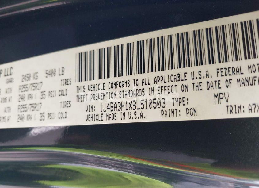 Photo 9 of 2011 Jeep Wrangler UNLIMITED SPORT (VIN 1J4BA3H1XBL510503)