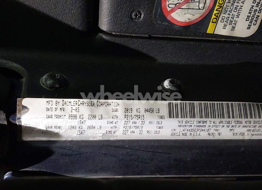 Photo 9 of 2003 Jeep Wrangler SPORT RHD (VIN 1J4F449S63P344187)