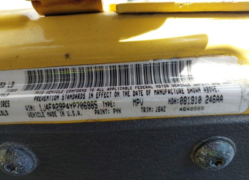 Photo 9 of 2000 Jeep Wrangler SE (VIN 1J4FA29P4YP706985)